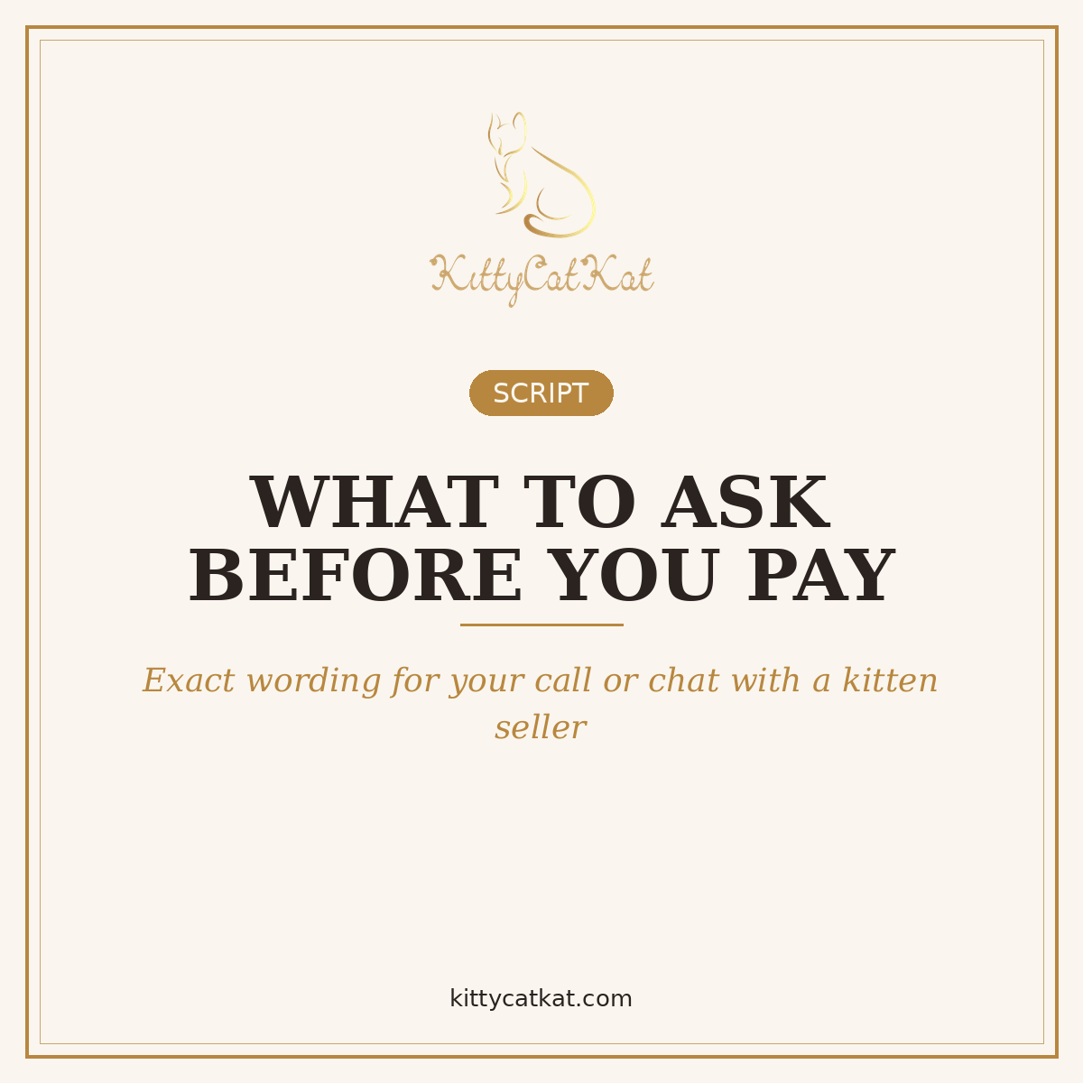 What to Ask Before You Pay — Kitten Seller Call & Text Script
